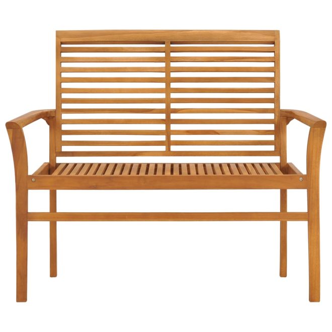 Garden Bench with Cushion 112 cm Solid Teak Wood – Beige