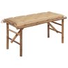 Folding Garden Bench with Cushion Bamboo – 120x50x7 cm, Beige