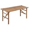 Folding Garden Bench with Cushion Bamboo – 120x50x7 cm, Beige