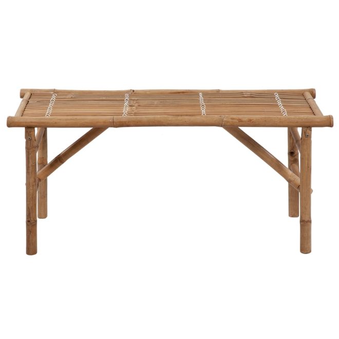 Folding Garden Bench with Cushion Bamboo – 120x50x7 cm, Beige