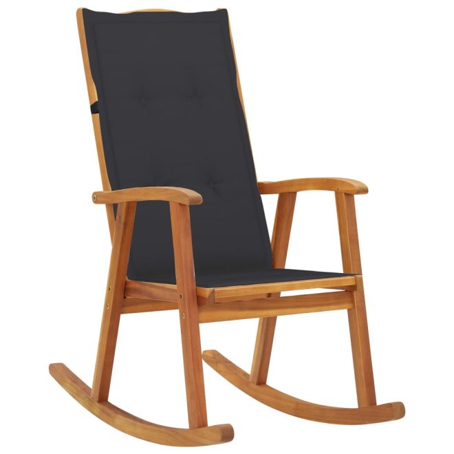 Rocking Chair with Cushions Solid Acacia Wood – Anthracite