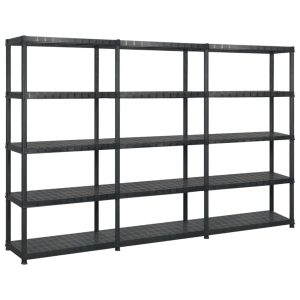 Storage Shelf Black Plastic – 255x40x185 cm