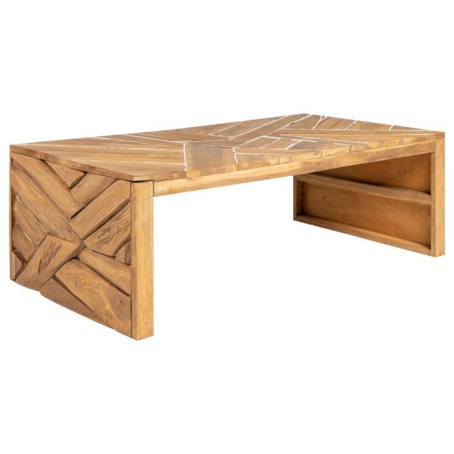 Coffee Table Erosion Solid Teak Wood 110x60x38 cm