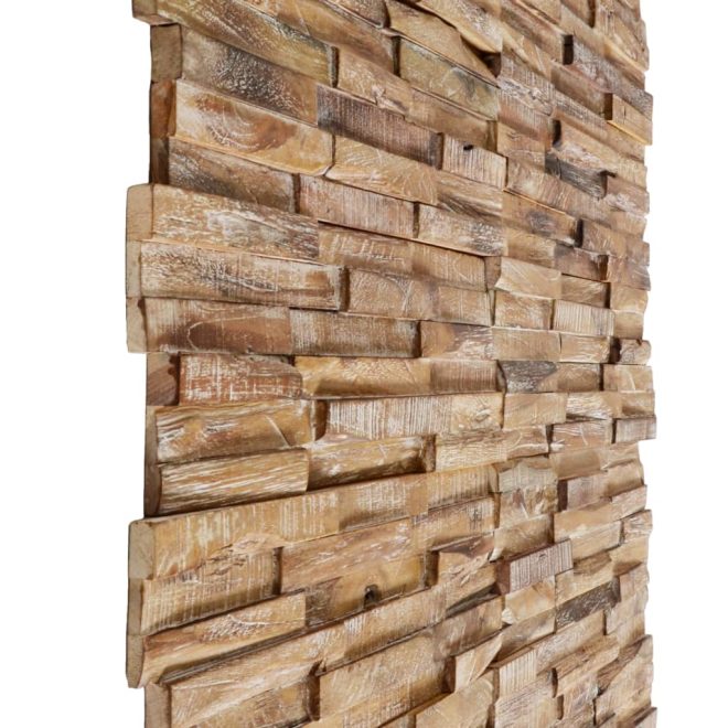 3D Wall Cladding Panels 10 pcs Solid Teak Wood – 56x18x2 cm