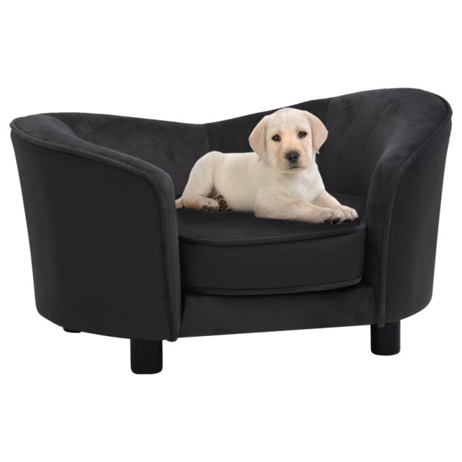 Dog Sofa 69x49x40 cm Plush and Faux Leather – Black