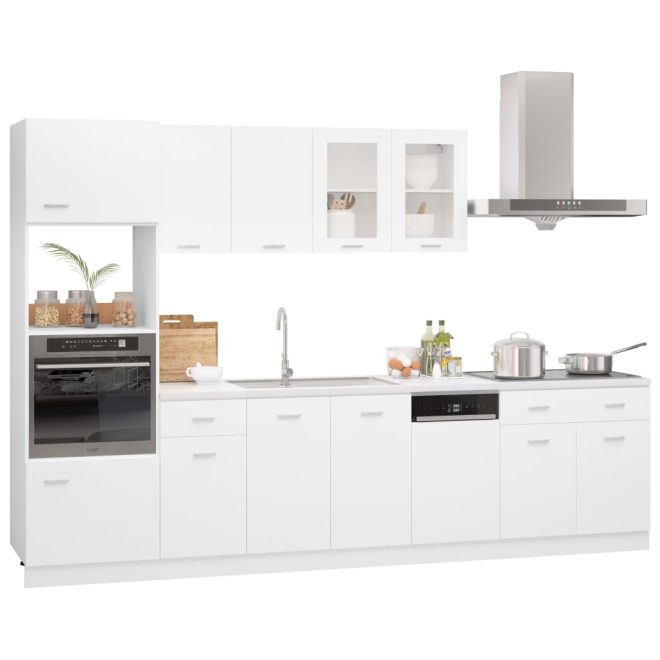 7 Piece Kitchen Cabinet Set Engineered Wood – White