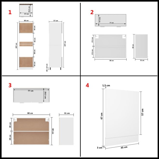 7 Piece Kitchen Cabinet Set Engineered Wood – White