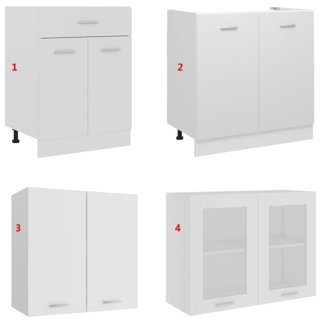 4 Piece Kitchen Cabinet Set Engineered Wood – White