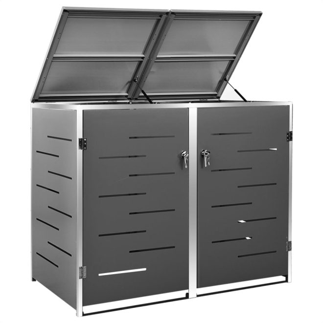 Single Wheelie Bin Shed Stainless Steel – 138×77.5×115.5 cm, Anthracite