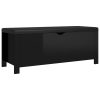 Storage Box with Cushion 105x40x45 cm Engineered Wood – High Gloss Black