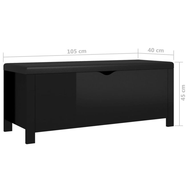 Storage Box with Cushion 105x40x45 cm Engineered Wood – High Gloss Black