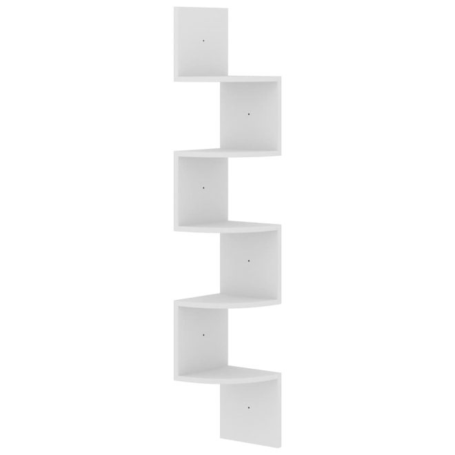 Wall Corner Shelf 19x19x123 cm Engineered Wood – White