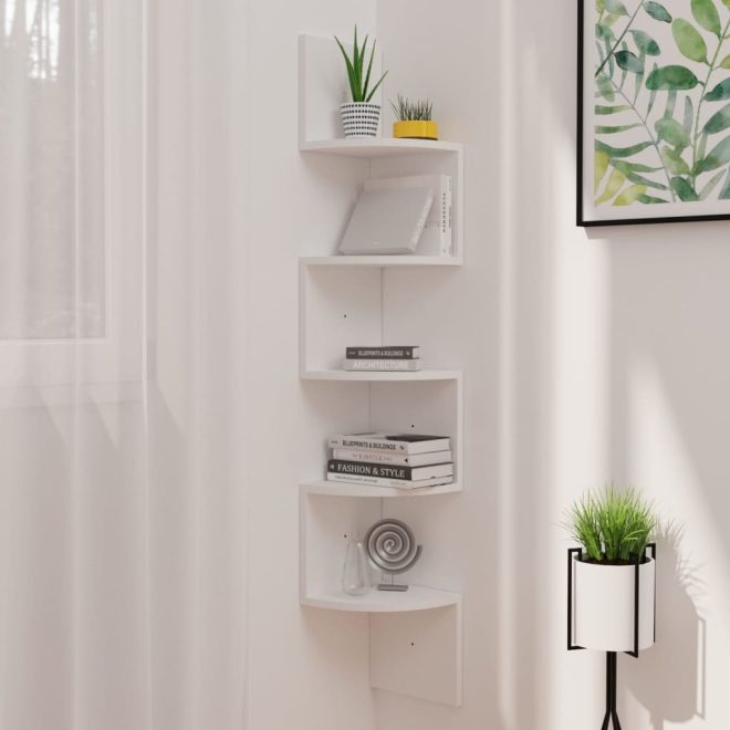 Wall Corner Shelf 19x19x123 cm Engineered Wood – White