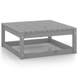 Garden Corner Sofa Solid Pinewood – Grey, Footrest