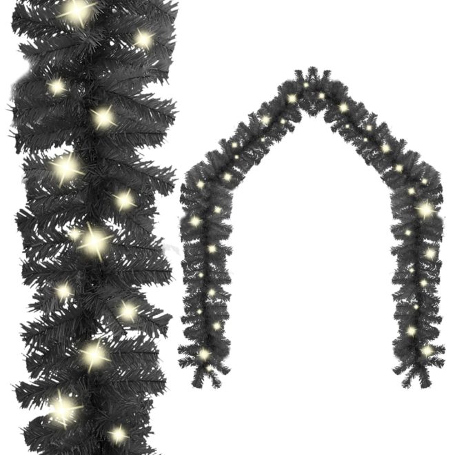 Christmas Garland with LED Lights – 10 M, Black