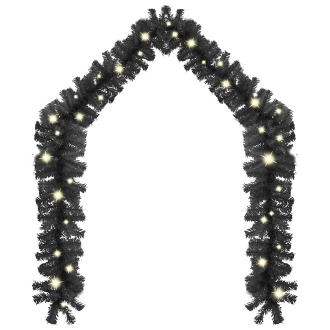 Christmas Garland with LED Lights – 10 M, Black