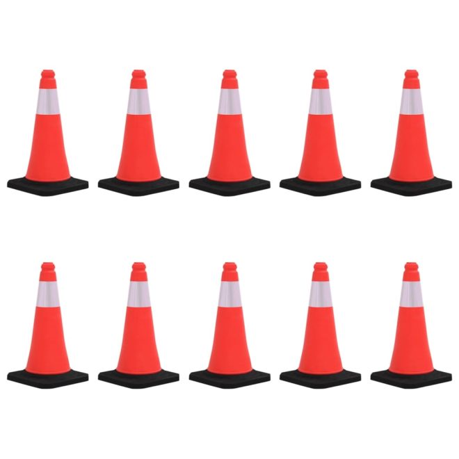 Reflective Traffic Cones with Heavy Bases 10 pcs – 50 cm