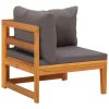 Sun Lounger with Cushions Solid Acacia Wood – Dark Grey, Corner Sofa