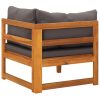 Sun Lounger with Cushions Solid Acacia Wood – Dark Grey, Corner Sofa