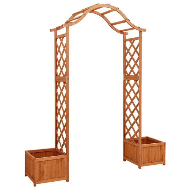 Garden Pergola with Planter Solid Firwood – Brown