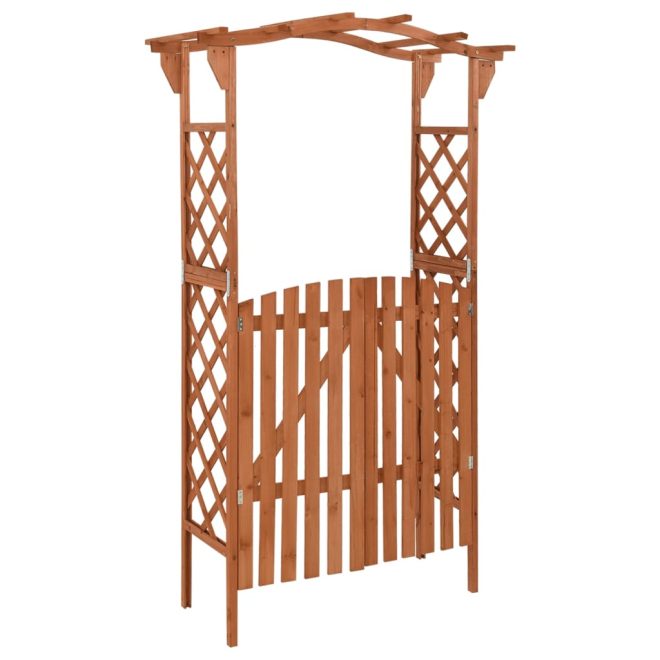 Pergola with Gate 116x40x204 cm Solid Firwood – Brown