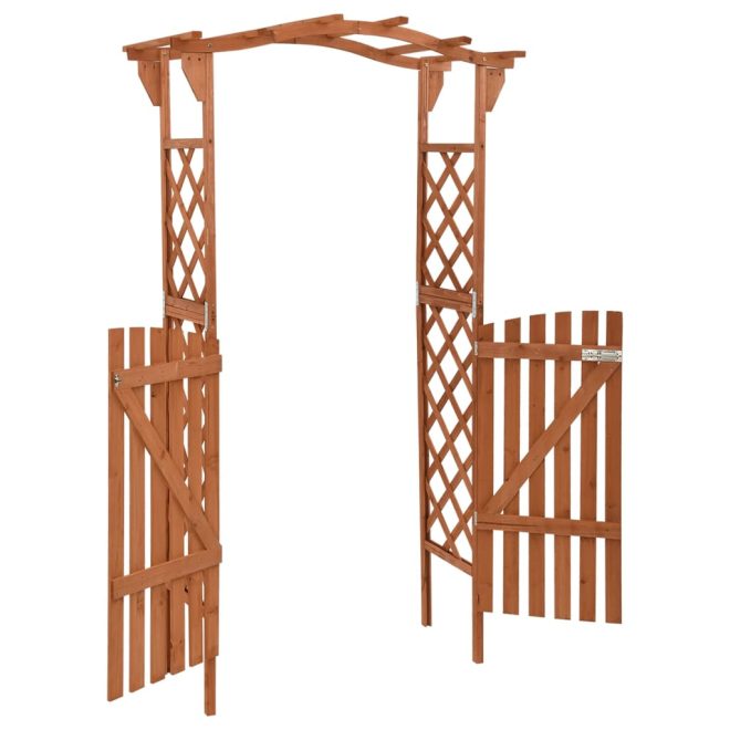 Pergola with Gate 116x40x204 cm Solid Firwood – Brown