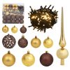 Christmas Ball Set with Peak and 150 LEDs – Gold and Bronze, 120