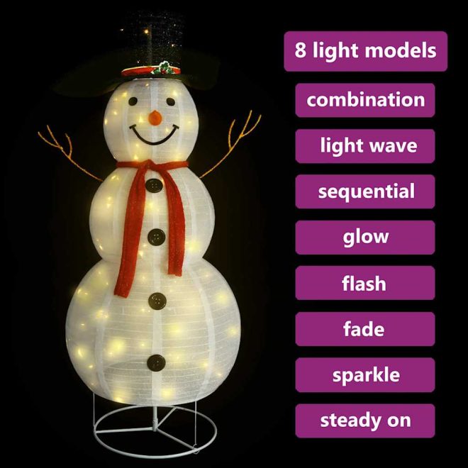 Decorative Christmas Snowman Figure with LED Luxury Fabric – 180 cm