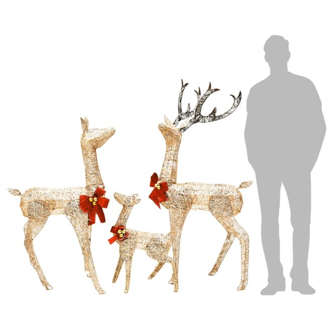 Reindeer Family Christmas Decoration 201 LEDs – Gold