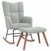 Rocking Chair Velvet – Light Grey, With Footrest