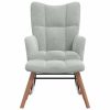 Rocking Chair Velvet – Light Grey, With Footrest