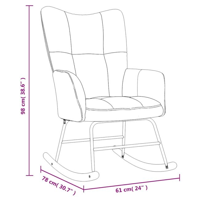 Rocking Chair Velvet – Light Grey, With Footrest