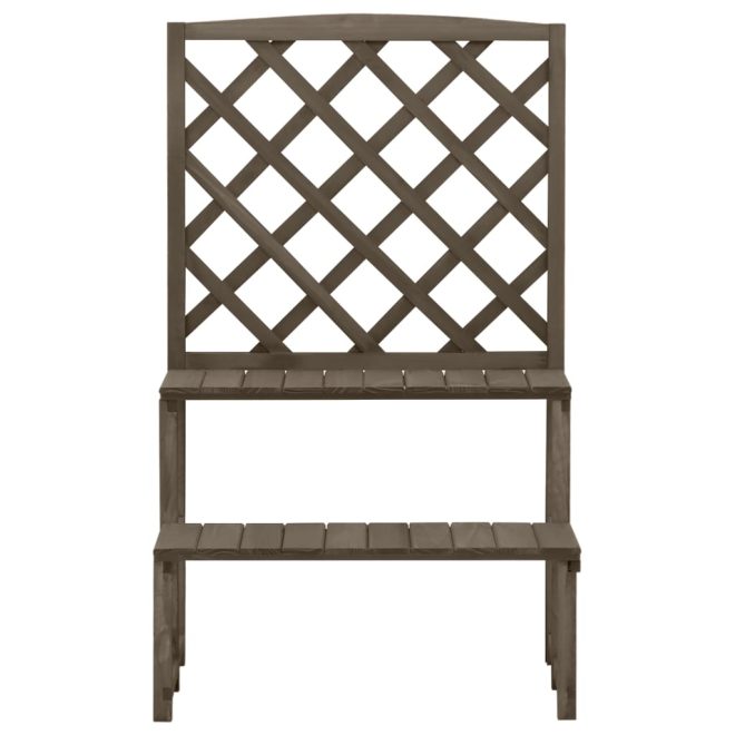 Plant Stand with Trellis Grey 70x42x115 cm Solid Fir Wood