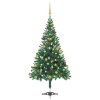 Artificial Christmas Tree with LEDs&Ball Set Branches – 210×105 cm, Green and Gold