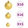 Artificial Christmas Tree with LEDs&Ball Set PVC – 210×120 cm, Gold