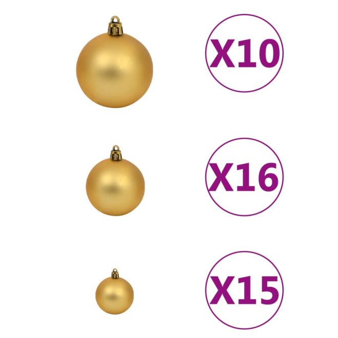 Artificial Christmas Tree with LEDs&Ball Set&Pinecones – 210×120 cm, Gold