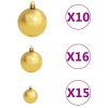 Artificial Christmas Tree with LEDs&Ball Set&Pinecones – 210×120 cm, Gold