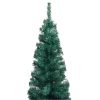 Slim Artificial Christmas Tree with LEDs&Stand Green PVC – 150×43 cm, Without Flocked Snow