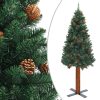 Slim Christmas Tree with LEDs&Real Wood&Cones – 150×66 cm, Green