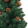 Slim Christmas Tree with LEDs&Real Wood&Cones – 150×66 cm, Green