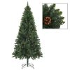 Artificial Christmas Tree with LEDs&Ball Set – 210×119 cm, Green and Gold