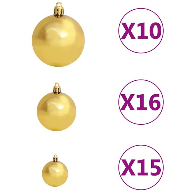 Artificial Christmas Tree with LEDs&Ball Set Green – 210×135 cm, Gold