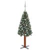 Slim Christmas Tree with LEDs&Ball Set – 150×66 cm, Green and Grey