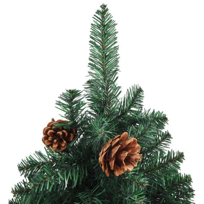 Slim Christmas Tree with LEDs&Ball Set – 150×66 cm, Green and Grey