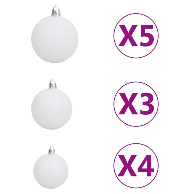 Slim Christmas Tree with LEDs&Ball Set – 150×66 cm, Green and Grey