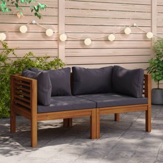 Corner Sofas with Cushions Solid Acacia Wood