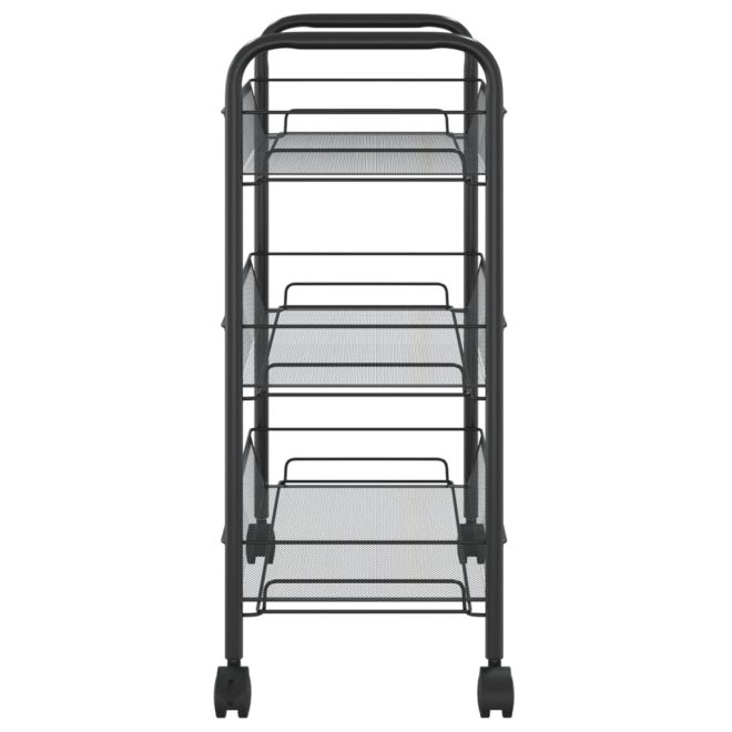 3-Tier Kitchen Trolley Iron – 46x26x64 cm, Black