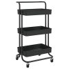 3-Tier Kitchen Trolley 42x25x83.5 cm Iron and ABS – Black