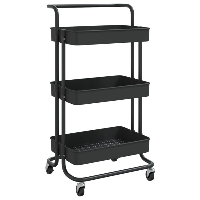 3-Tier Kitchen Trolley 42x25x83.5 cm Iron and ABS – Black