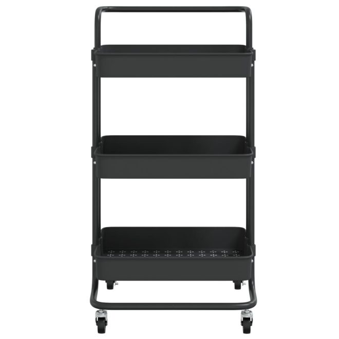 3-Tier Kitchen Trolley 42x25x83.5 cm Iron and ABS – Black